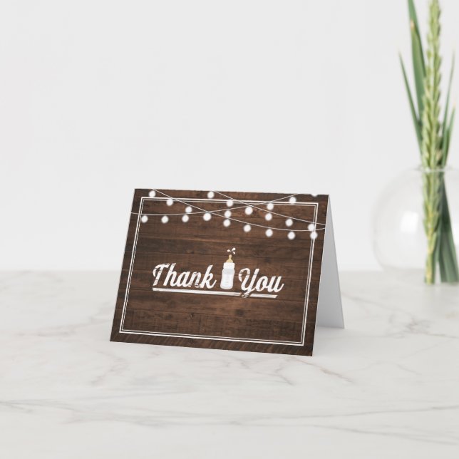 Rustic Baby Is Brewing Baby Shower Thank You Card (Front)