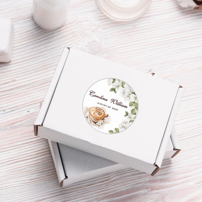 Rustic Baby is Brewing Coffee Baby Shower Classic Round Sticker (Creator Uploaded)