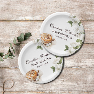 Rustic Baby is Brewing Coffee Baby Shower Paper Plate