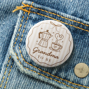 Rustic Baby Is Brewing Coffee Grandma To Be Button