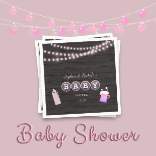 Rustic Baby Is Brewing Pink Baby Shower Napkin