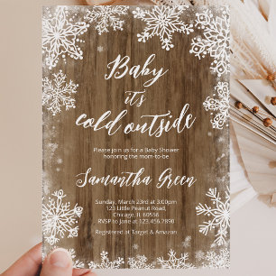 Rustic Baby It's Cold Outside Baby Shower Invitation