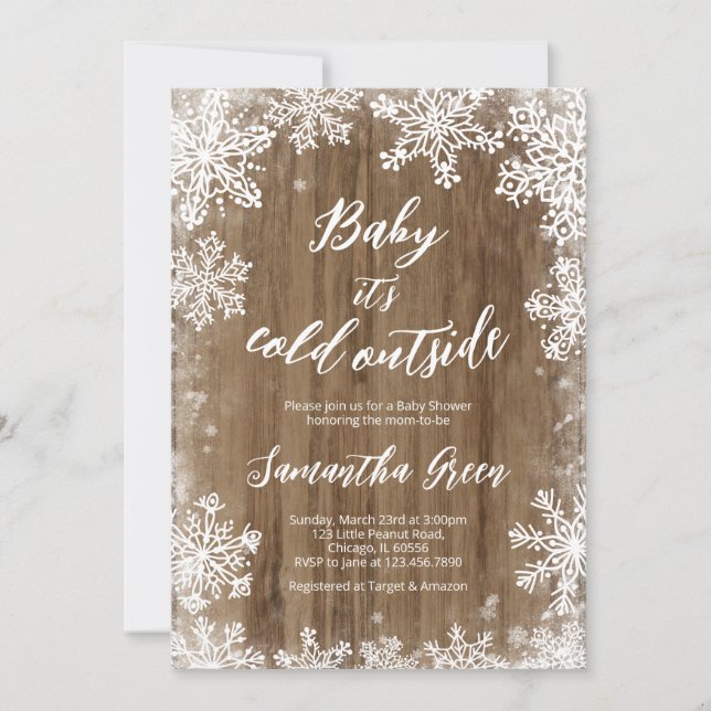 Rustic Baby It's Cold Outside Baby Shower Invitation (Front)