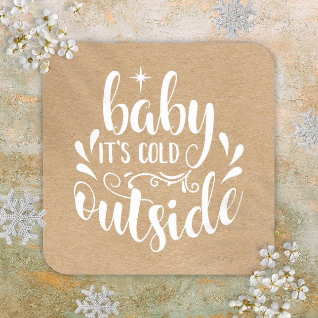Rustic Baby Its Cold Outside Baby Shower Sprinkle Square Sticker (Rustic Baby Its Cold Outside Baby Shower Sprinkle Square Sticker)