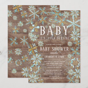 Rustic Baby It's Cold Outside Boys Baby Shower Invitation