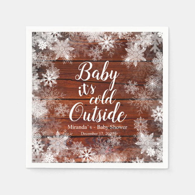 Rustic Baby it's cold outside Winter Baby Shower Napkin (Front)