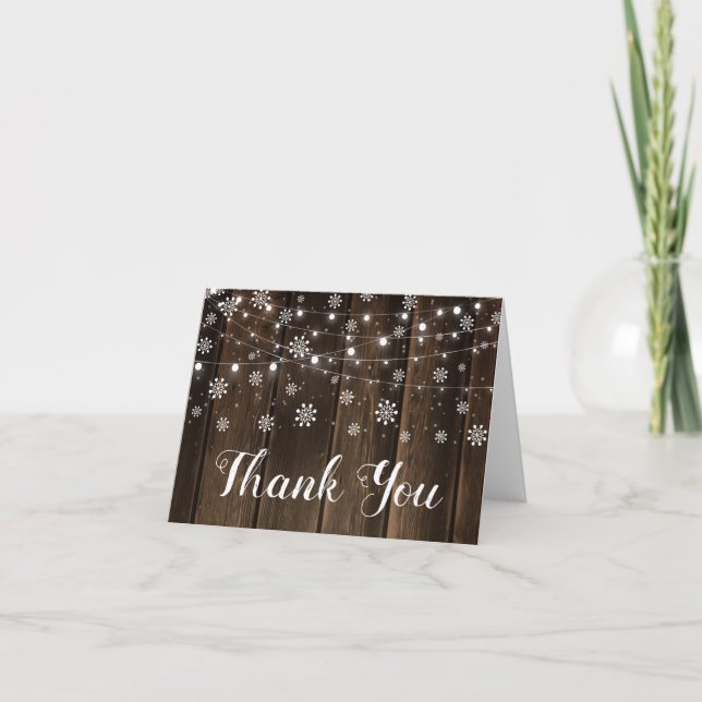 Rustic Baby It's Cold Outside Winter Thank You Card (Front)