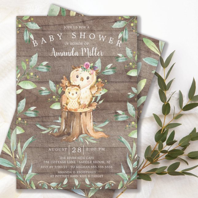Rustic Baby Owl and Mum Baby Shower Invitation (Creator Uploaded)