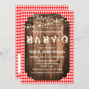 Rustic Baby Q BBQ Baby Shower Invitation