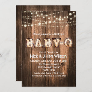 Rustic Baby Q BBQ Baby Shower Invitation
