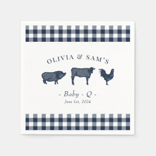 Rustic "Baby-Q" Blue Plaid BBQ Napkins