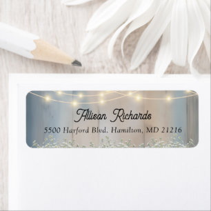 Rustic Baby’s Breath String Lights Wedding Return Address Label