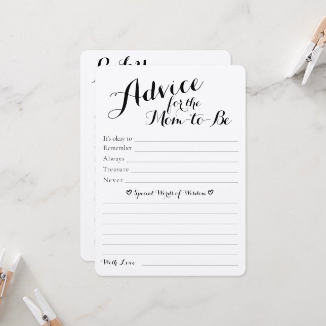 Rustic Baby Shower Advice & Predictions Flat Card (Front/Back In Situ)