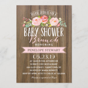 Rustic Baby Shower Baby Shower Invitation Pink