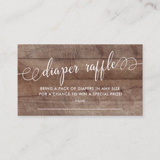 Rustic Baby Shower Diaper Raffle Ticket Enclosure Card (Front)