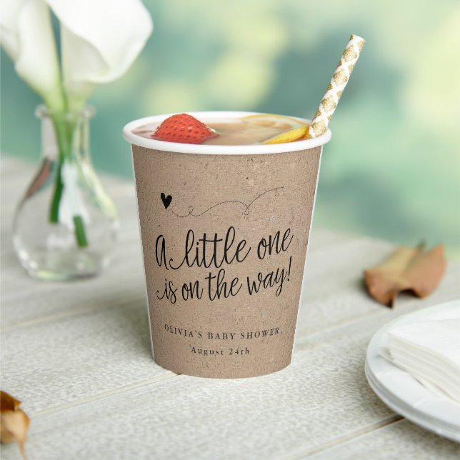 Rustic Baby Shower, Kraft, Gender Neutral Custom Paper Cups (Insitu)