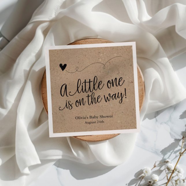 Rustic Baby Shower, Kraft, Neutral Custom Napkin (Creator Uploaded)