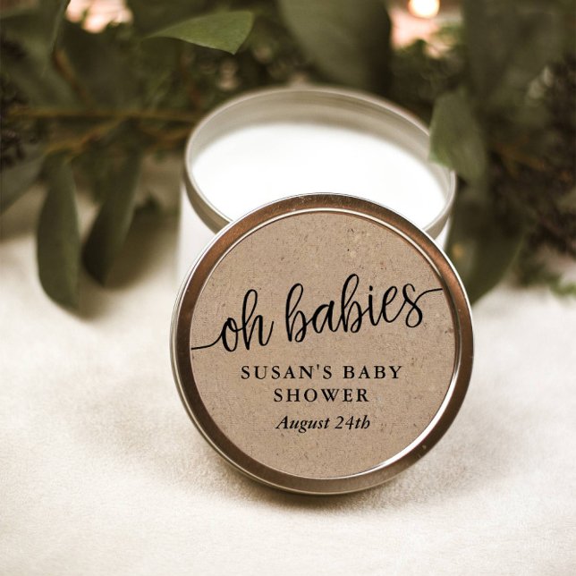 Rustic Baby Shower, Kraft, Oh Babies Favour Tag (Creator Uploaded)