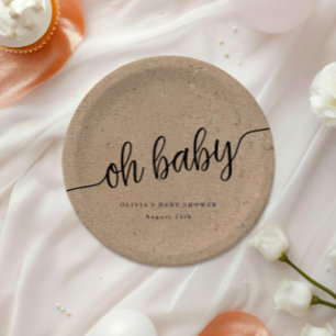 Rustic Baby Shower, Kraft Oh, Baby Custom Paper Plate