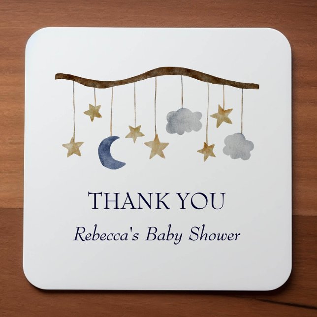 Rustic Baby Shower Night Sky Mobile Square Sticker (Creator Uploaded)