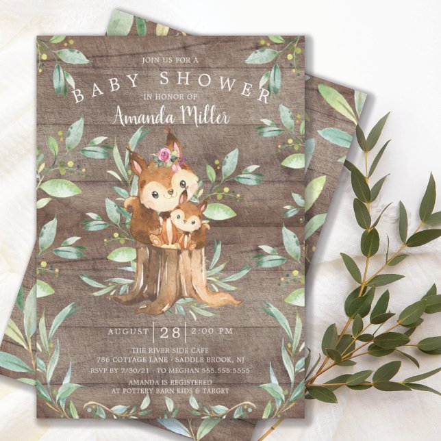 Rustic Baby Squirrel and Mum Baby Shower Invitation (Creator Uploaded)