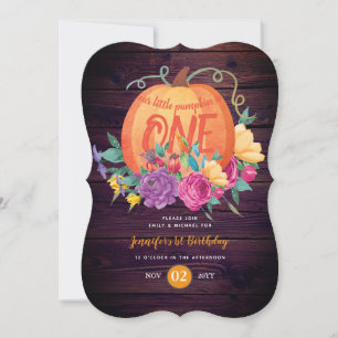 Rustic Babys 1st Birthday Little Pumpkin Is One Invitation