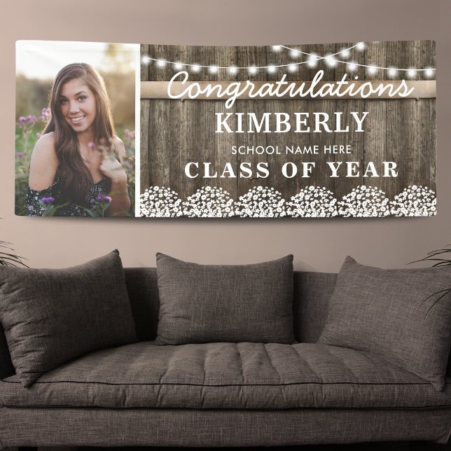 Rustic Babys Breath 2025 Graduation Photo Banner (Creator Uploaded)