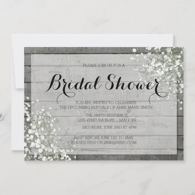 RUSTIC BABY'S BREATH BRIDAL SHOWER INVITATION (Front)