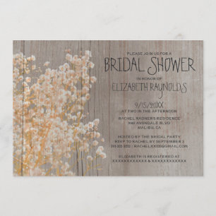 Rustic Baby's Breath Bridal Shower Invitations