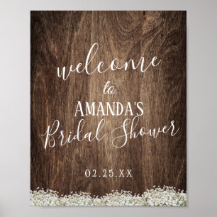 Rustic Baby's Breath Floral Bridal Shower Welcome Poster