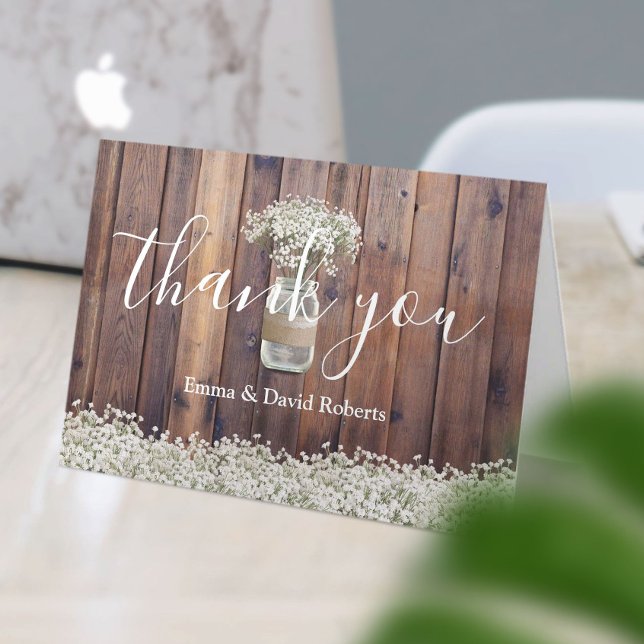 Rustic Baby's Breath Floral Summer Wedding Thank You Card (Creator Uploaded)