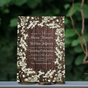 Rustic Babys Breath Floral Wedding Invitation
