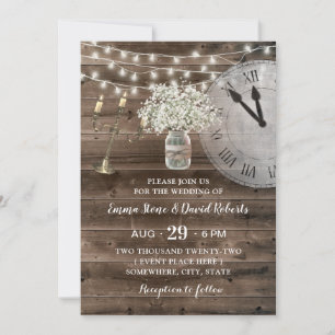 Rustic Baby's Breath Flower Barn Fairytale Wedding Invitation
