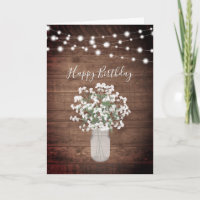 Rustic Baby's Breath Lights Mason Jar Birthday