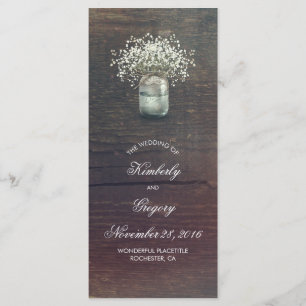 Rustic Baby's Breath Mason Jar Wedding Programs