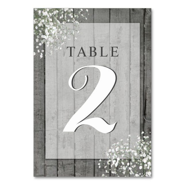 RUSTIC BABY'S BREATH TABLE CARD (Front)