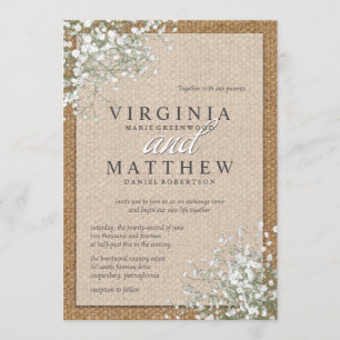 RUSTIC BABY'S BREATH WEDDING INVITATION