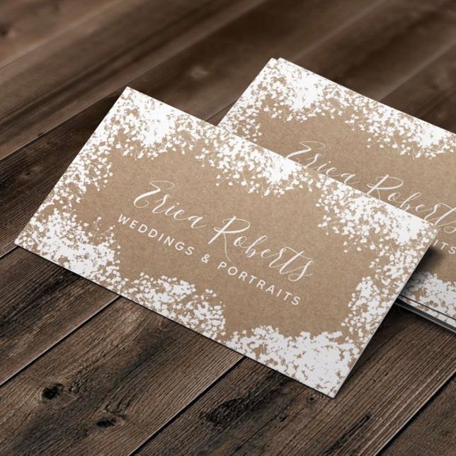 Rustic Baby's Breath Wedding Portrait Photography Business Card (Creator Uploaded)