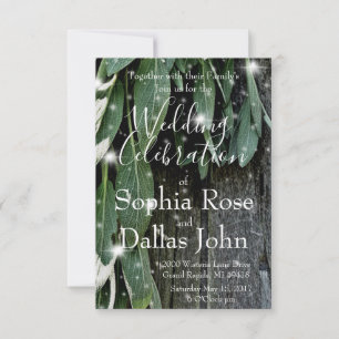 Rustic backyard barn wood and sage Wedding Invitation