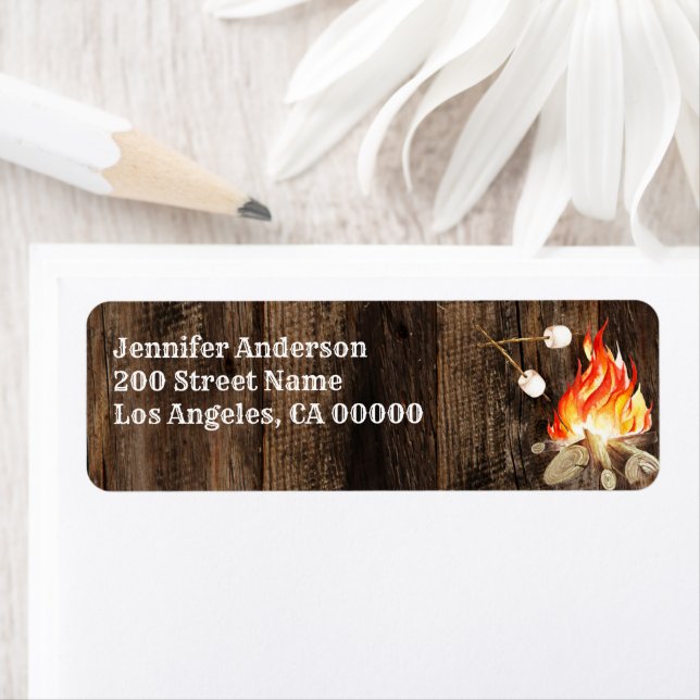 Rustic Backyard Bonfire Party Return Address Label (Insitu)