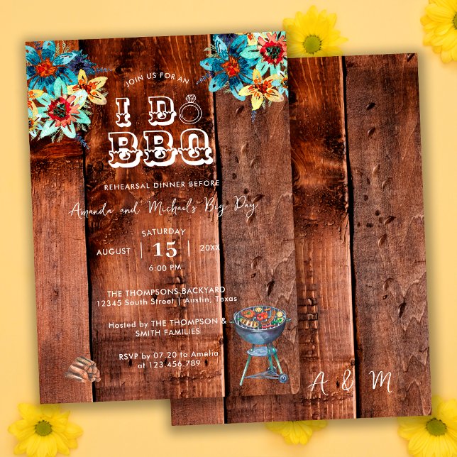 Rustic Backyard Couples I Do BBQ Rehearsal Dinner Invitation (Creator Uploaded)