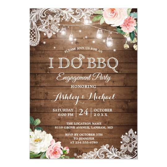 Rustic Backyard I Do Bbq Engagement Party Invitation Au