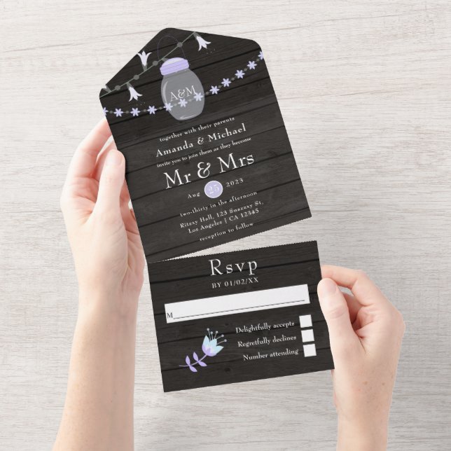 Rustic Backyard Mason Jar Spring All In One Invita All In One Invitation (Tearaway)