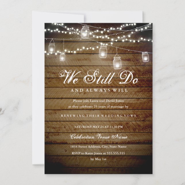 Rustic Backyard Vow Renewal Anniversary Invitation (Front)