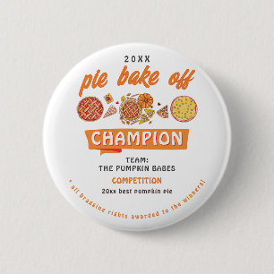 Rustic Bake Off Pumpkin Pie Competition Champion 6 Cm Round Badge