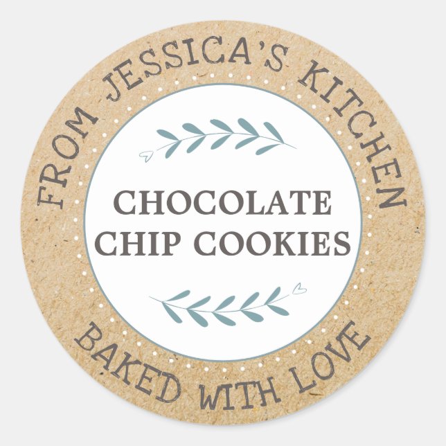 Rustic Baked With Love Baking Gift Classic Round Sticker (Front)