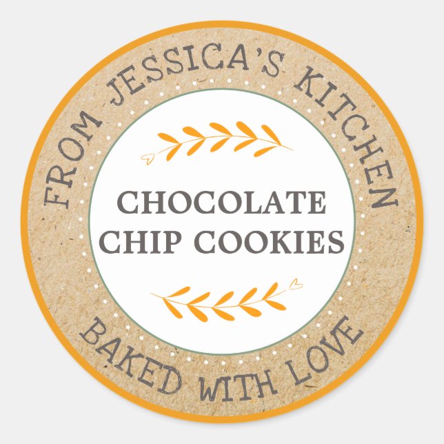 Rustic Baked With Love Baking Gift Classic Round Sticker (Front)