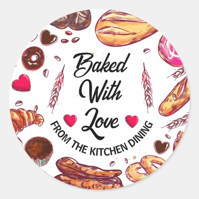 rustic baked with love from the kitchen dining classic round sticker (Front)