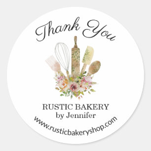 Rustic Bakery Business Thank you Classic Round Sticker