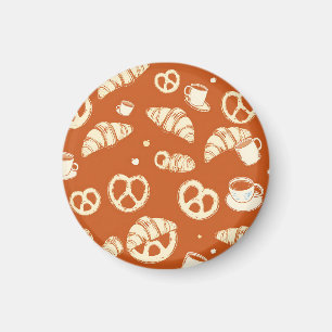 Rustic Bakery Croissants and Pretzels Hand-Drawn  Magnet